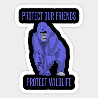 blue gorilla - protect our friends Sticker